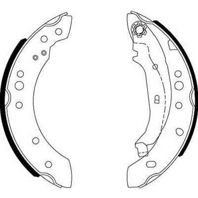 Bild av HELLA 8DB 355 000 371 Bromsbackar 203mm 38mm med handbromsstag RENAULT: TWINGO II Skåpbil / Hatchback, 2