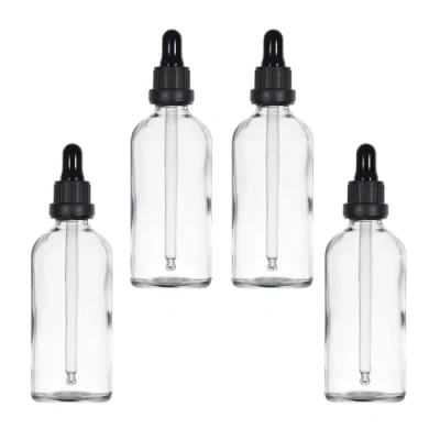 Bild av Yizhao Transparent Glas Droppflaska 100ml, med Pipett Droppare, för Eteriska Oljor, Aromaterapi, Kosmetika, Laboratorium, Apotek, Vätskor, Resor 4 Stycken