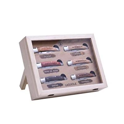 Bild av Laguiole knife set 6 pcs. foldable with wooden handle