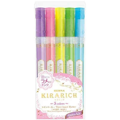 Bild av Zebra WKS18 5C Kirarich Glitter överstrykningspennor, 5 stycken