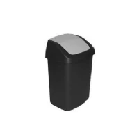 Bild av Curver papperskorg med svänglock 10 l i svart/grå, plast, 24,6 x 19,8 37,3 cm