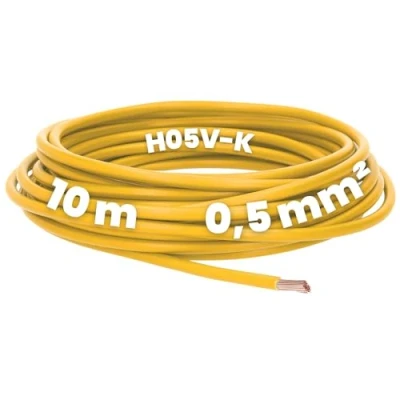 Bild av Kalitec 10 meter H05V K 0,5 mm² gul Ledningskabel I Flexibel ledare PVC ledarkabel Tvinnade mm2 med fin