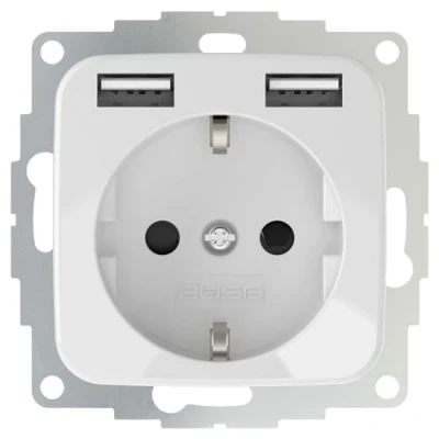 Bild av 2USB inChargePRO SI USB AA uttag 12 W 2,4 A glänsande vit