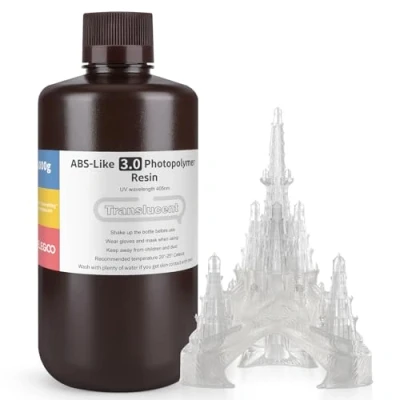Bild av ELEGOO 405 nm ABS liknande harts 3.0, UV härdande 3D med hög precision, inte spröd, giftfri för LCD/DLP skrivare, fotopolymer, harts, genomskinlig 1000 g