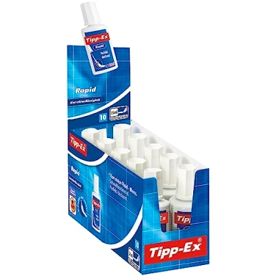 Bild av Tipp Ex 8119143 Rapid korrigeringsvätska med appliceringssvampar, 25 ml vardera, 10 pack, perfekt för kontoret, hemmakontoret eller skolan