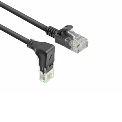 Bild av ACT CAT6A nätverkskabel 90 vinklad neråt, U/UTP LSZH LAN kabel tunn 3,6 mm slimline, flexibel Ethernet med RJ45 kontakt, för användning i datacenter, 1,5 meter, nedåt DC3951