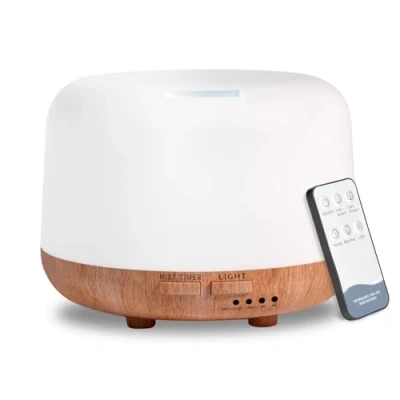Bild av 300 ml diffusor för eterisk olja, fjärrkontroll, aromaterapi doftspridare luftfuktare med justerbart dimläge och automatisk avstängning vid vattenbrist 7 LED ljusfärger sovrum, kontor,