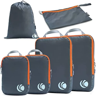 Bild av Cipway Packkuber i set, ultralätta expanderbara resepackning organisatörer för handbagage (grå 6 st)