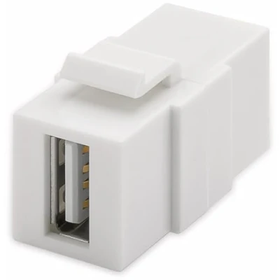 Bild av Goobay 90856 Keystone modul USB koppling med 2 x A uttag 2.0/USB kabel förlängning/USB kontakt snap in system/17,2 mm/vit