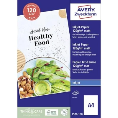Bild av AVERY Specialform 2576 150 Classic Inkjet papper (A4, belagt på ena sidan, matt, 120 g/m²) ark