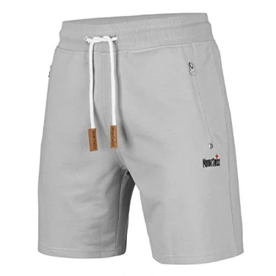 Bild av Mount Swiss Liam Shorts, herr, korta fritidsbyxor, med fickor, 2 sido och 1 bakficka, vardera dragkedja, sportshorts för män i klassiska färger, GRÅ, 3XL