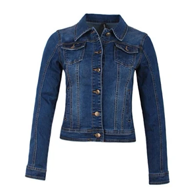 Bild av Fodernel dam jacka jeansjacka denim tallierad stretch