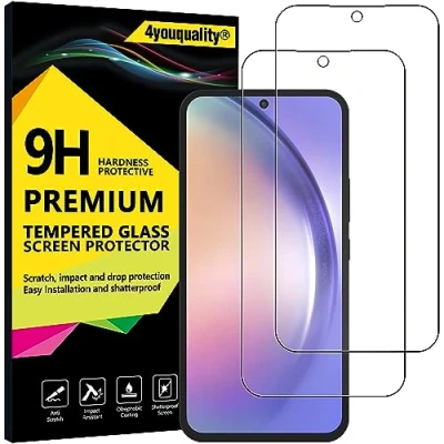 Bild av 4youquality skärmskydd för Samsung Galaxy A54 5G &amp; S23 FE, härdat glasfilm, 2 pack, [Livstidssupport] [Stöttålig] [Anti rep]