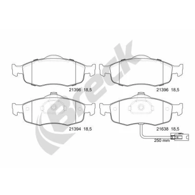 Bild av BRECK 23071 00 701 10 Jeu de plaquettes frein contact signal d&#039;usure inclus, avec palpeur intégré FORD: MONDEO 2 Kombi,