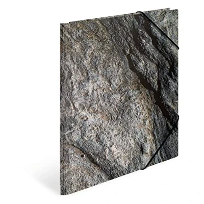 Bild av HERMA 19775 samlarmapp DIN A4 Nature Stone, stabilt kartong, organisationsmapp med haptisk finish, fullständigt inre tryck och elastiskt band, dokumentmapp för barn, pojkar flickor