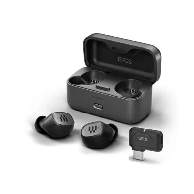 Bild av EPOS GTW 270 trådlösa hybridspel Bluetooth hörlurar i örat, USB C dongle, brusreducerande, stängd design, dubbla mikrofoner, ergonomisk, IPX 5 vattentät, laddare, 20 timmars speltid