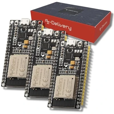 Bild av AZDelivery 3 x ESP32 NodeMCU modul WLAN WiFi Dev Kit C Development Board med CP2102 (efterföljande modell till ESP8266) e book!