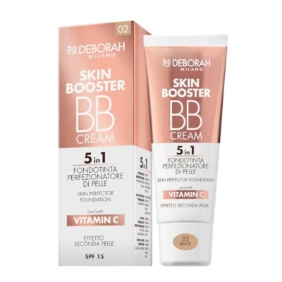 Bild av Deborah Milano BB Cream Skin Booster, n.02 Beige, SPF 15, med C vitamin, färgglad ansiktskräm, andra hud, 30 ml