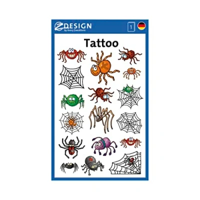 Bild av AVERY Zweckform 56693 tatuering barn 17 stycken (temporära tatueringar spindlar, barntatuering vattentät, självhäftande tatueringar, barnfödelsedag, present, festspel priser, att leka med, pojkar)