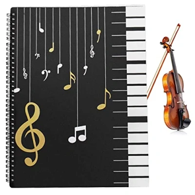 Bild av LUCKYKODOR Notmapp A4 musik tabell fil mapp musikmapp 30 fickor organisationsmapp notblad nothäftapparat presentationsmapp körmapp för filpapper filer konsert