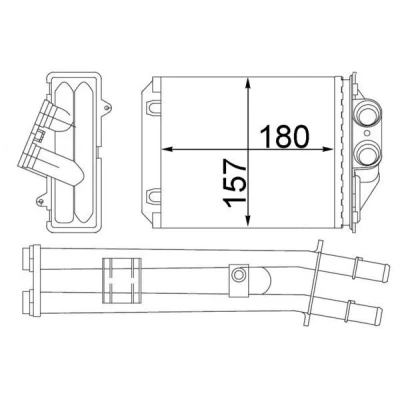 Bild av MAHLE ORIGINAL AH 213 000S Radiateur De Chauffage FIAT: 500 3 portes, Panda II 5 C Cabriolet, FORD: KA portes