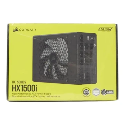 Bild av CORSAIR HX1500i Fully Modular Ultra Low Noise ATX Aggregat Kompatibelt Med 3.0 Och PCIe 5.0 Fluid Dynamic Bearing Fan iCUE Software Compatible 80 PLUS Platinum Efficiency Svart