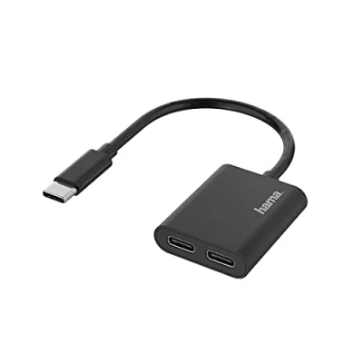 Bild av Hama Ljudadapter, 2 i 1, USB C/2 portars C, ljud+laddning