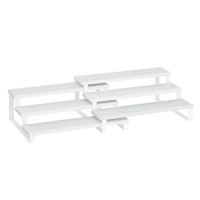 Bild av SONGMICS kryddhylla, set med 2, förvaringshylla, 3 vånings utbyggbar kryddhållare, konstruerat trä, stapelbar, för skåp, bänkskiva, snövit och molnvit KCS116W01