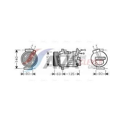 Bild av AVA COOLING SYSTEMS RTAK486 Kompressor 7SBU17C 12V PAG 100 R134a med kompressorolja, magnetkoppling, utan diod RENAULT: Trafic 3, MASTER 3 Bus