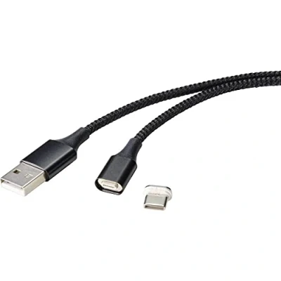 Bild av Renkforce USB kabel 2.0 A kontakt, C® kontakt 1.00 m Svart magnetisk RF 4746076