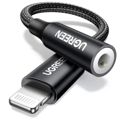 Bild av UGREEN Lightning till 3.5 mm Jack Adapter MFi Certifiering Kompatibel med iPhone 13/12/11. (Svart)