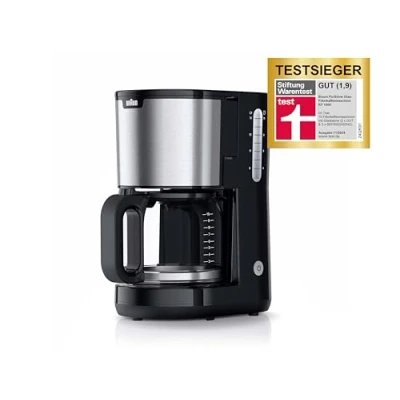 Bild av Braun Household PurShine KF 1500 BK kaffebryggare filterkaffemaskin med glaskanna för upp till 10 koppar, OptiBrew system, automatisk avstängning, 1000 watt, svart