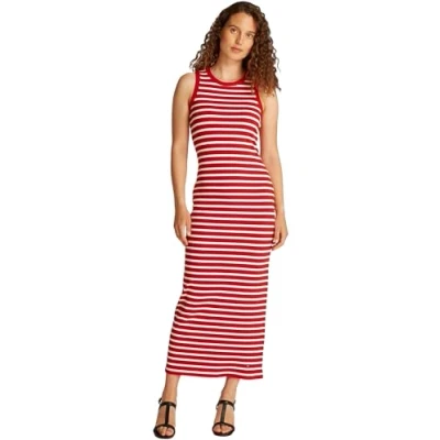 Bild av Tommy Hilfiger SLIM MIDI Dress Jerseyklänning, Storlek: Small, Primary red/ecru