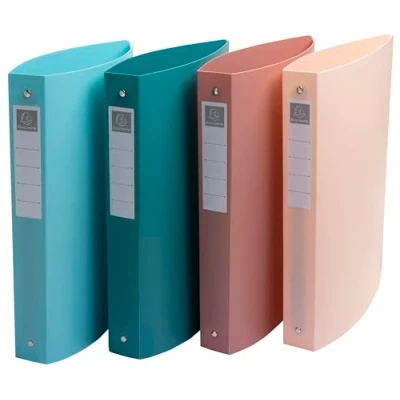 Bild av Exacompta Ref. 51470E Förpackning med 4 st Skandi halvhårda pärmar återvunnen PP runda ringar 40 mm rygg Ytterformat: 32x26,8 cm A4 Maxi arkivformat assorterade färger