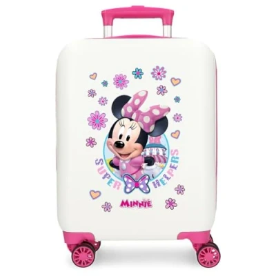 Bild av Joumma Disney Mimmi Helpers Resväska kabinväska, barnväska, tillverkad av ABS, ett robust material, fyra flerriktade dubbla snurrhjul, kombinationslås på sidan, Vit, 50