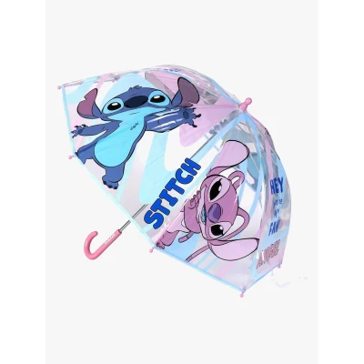 Bild av Lilo &amp; Stitch Bubble Paraply Tryckt med och hans flickvän Ängel Manuell öppning Tillverkad av 100% POE glasfiberstruktur Originalprodukt designad i Spanien, Flerfärgad, Mediana,