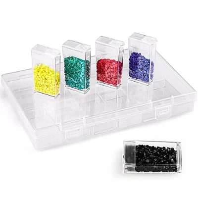 Bild av Kurtzy Genomskinlig Plastförvaringslåda för Pärlor 12 Små Löstagbara Fackbehållare med Lock till Diamanttavlor, Smycken, Nagelkonst, Örhängen, Glitter &amp; Broderi