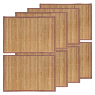 Bild av BambooMN Bordstabletter i bambu med tygkant enfärgat tryck 45 x 33 cm brun, 8 st