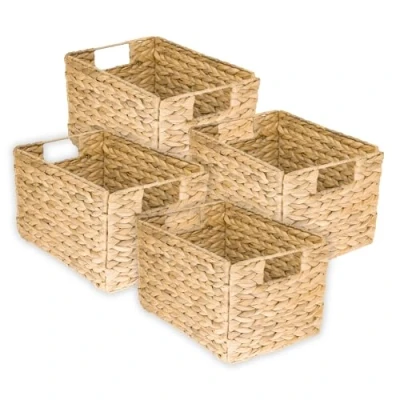 Bild av HMF Förvaringskorg, vikbar korg flätad av vattenhyacint sjögräs set om 4 storlek M 32 x 23 20 cm