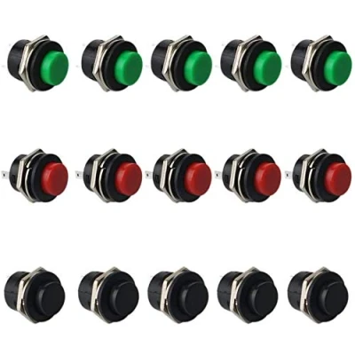 Bild av RUNCCI YUN 15 st 16 mm tryckknapp AC 250 V/3 A 125 V/6 on/off momentary mini strömbrytare röd/grön/svart/