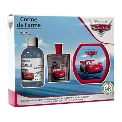 Bild av Corine de Farme Bilset med Eau Toilette 50 ml, bubbelbad 300 ml och mellanmålslåda present till pojkar barns doft av mysk blommig fruktig gel 3 i 1