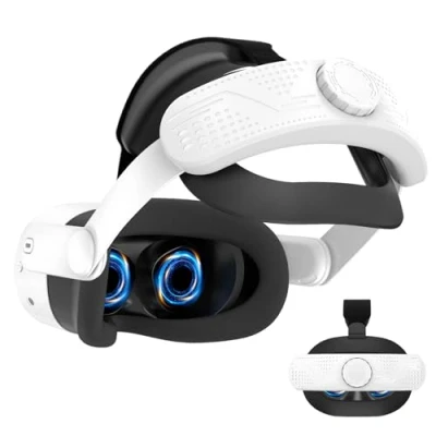 Bild av Growalleter T3 pannband för Meta Quest 3S tillbehör, Elite Strap, MetaQuest Headstrap/Head VR Headset ersättningsrem, minskar ansikte och huvudtryck (T3 vit)