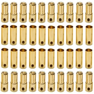 Bild av LinsyRC 20 par guldpläterad 2,0 mm 3,0 3,5 4,0 5,0 5,5 6,0 6,5 8,0 bananplugg kula hane och hona kontakt adapter för RC Lipo Batteri ESC motorer (20 mm)