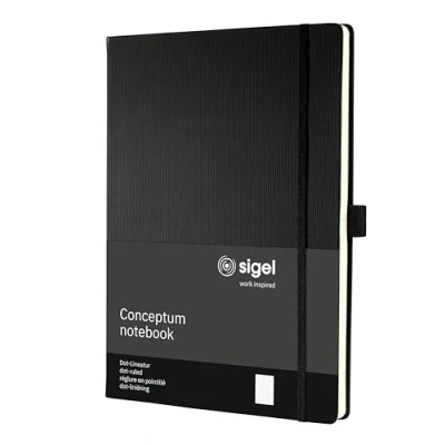 Bild av Sigel Notebook hårt fodral prickade linjer ca. A4 Svart