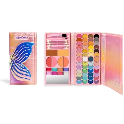Bild av LIRAGRAM Martinelia Let&#039;s Be Mermaids skönhet plånbok 12 x 24,5 3 cm innehåller 52 ögonskuggor 8 läppglans 6 rodnader och bronzer, applikatorer borstar, flerfärgad (1)