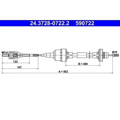 Bild av ATE 24.3728 0722.2 Câble d&#039;Embrayage OPEL: Astra F CC, Berline