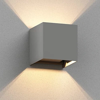 Bild av ledscom.de vägglampa CUBEL för utomhusbruk, IP65, upp/nedljus, grå matt, kantig, 1x G9 max. 10W, utomhusbelysning, vägglampa, väggbelysning, sockel,
