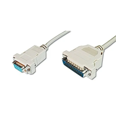 Bild av DIGITUS parallellskrivarkabel D Sub 25 till 9 hane hona 3,0 m anslutningskabel beige