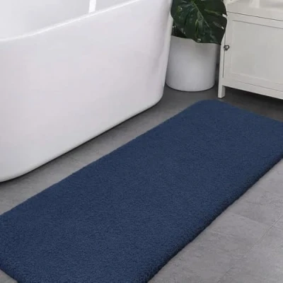 Bild av Halkfri badmatta förtjockad för badrum absorberande ultramjuk badrumsmatta matta fluffig mikrofiber sängmatta golvmatta golvmatta, snabbtorkande, maskintvättbar 50 x 178cm (Marinblå)