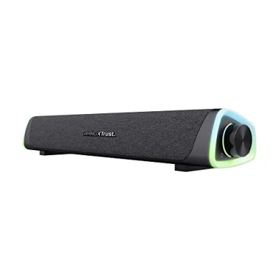 Bild av Trust Gaming GXT 620 Axon 12W RGB upplyst ljudfält, USB ström, 3,5 mm AUX, PC högtalare för bärbar dator, smartphone, surfplatta, TV svart